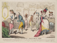 KG 16423
<br/>
Cestina warehouse or belly piece shop
<br/>
<em>Cruikshank, Isaac (1764-1811)</em>